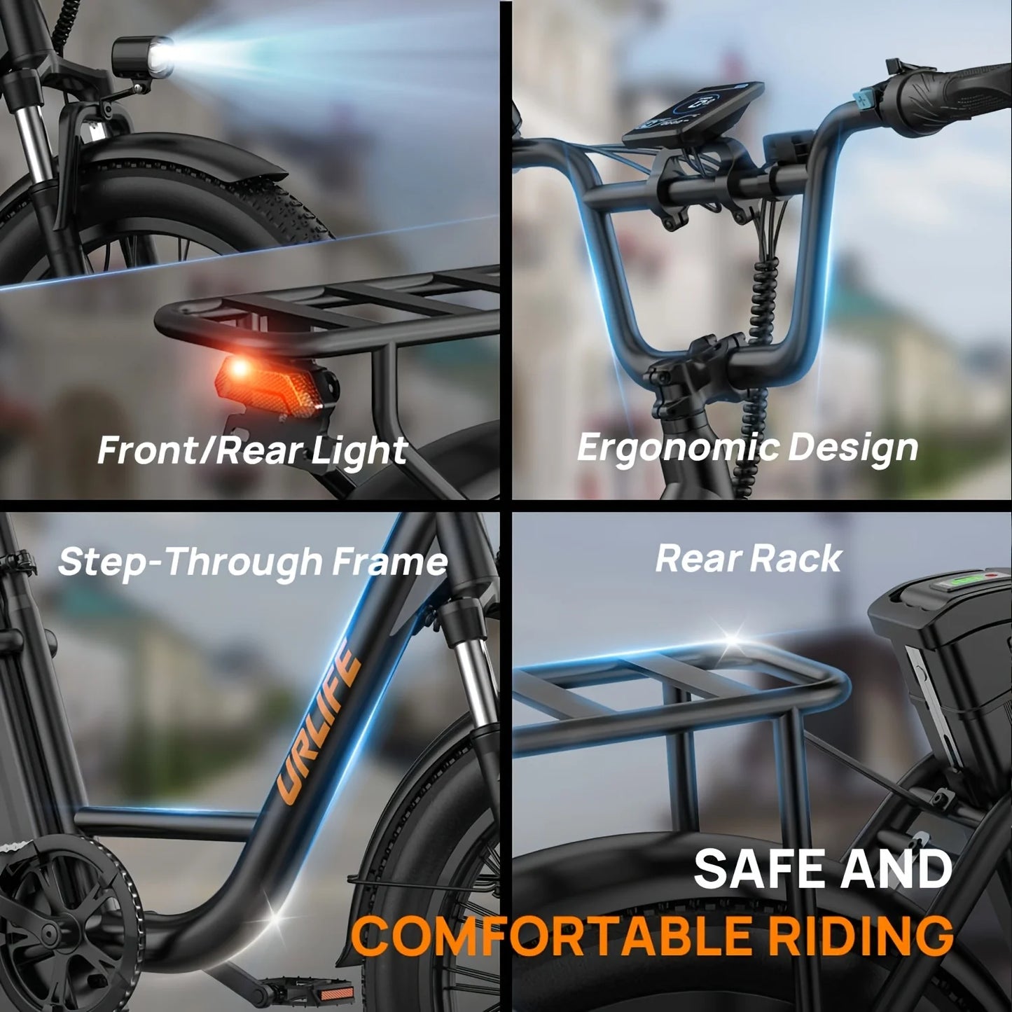 URLIFE E20 1000W Electric Bike 48V Removable Battery Disc Brakes