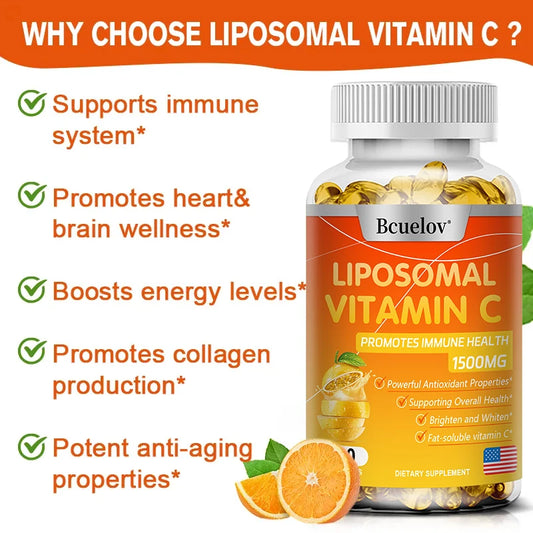 Liposomal Vitamin C Capsules - Powerful Antioxidant, Supports Skin Health, Antioxidant, Anti-aging, and Improves Immunity