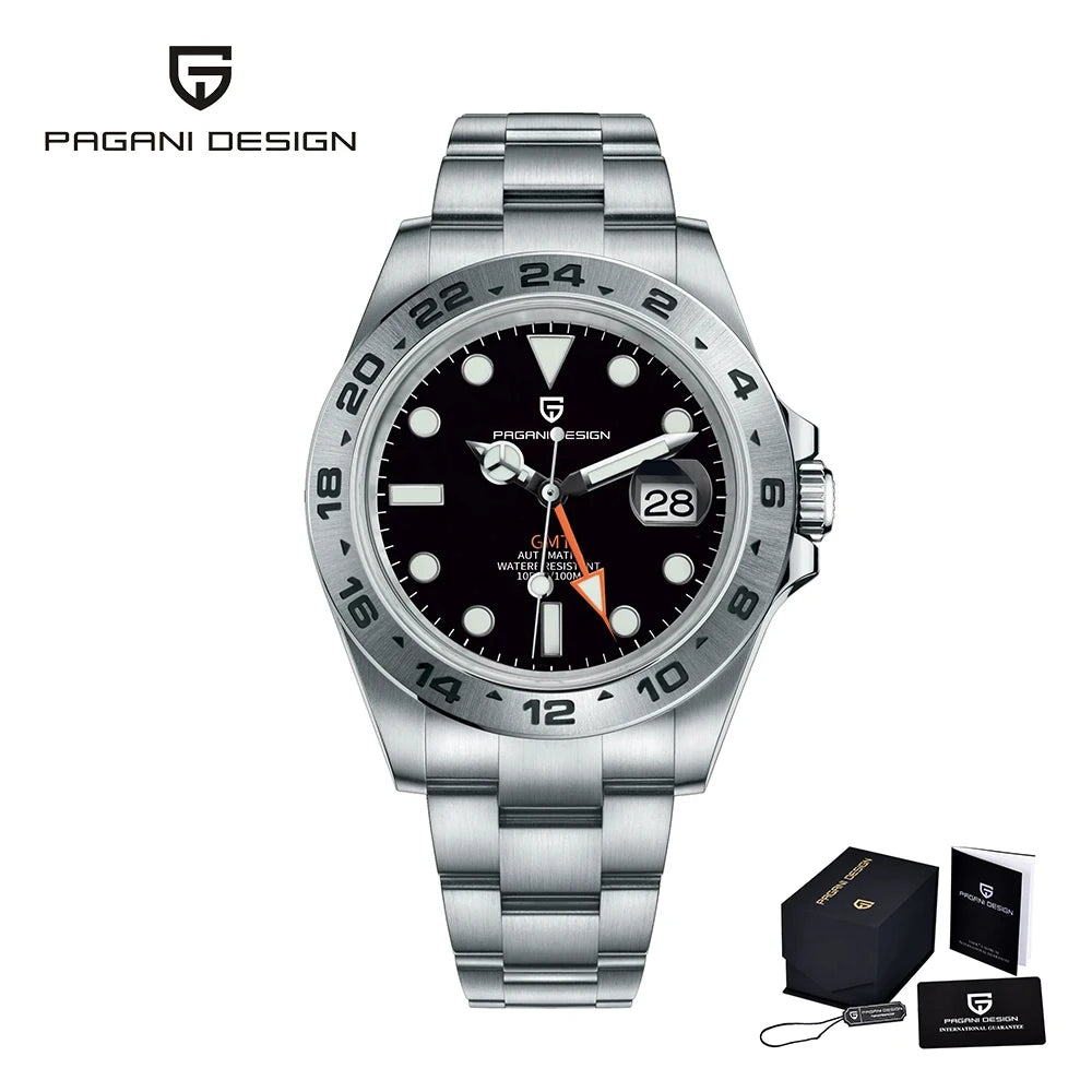 PAGANI DESIGN PD1682 GMT Automatic Mechanical Watch Stainless Steel 100M