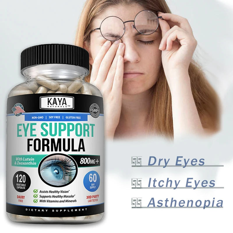 Eye Support Capsules, Lutein, Bilberry - Improve Vision Health, Macula, Healthy Macula, Blue Light & Eye Fatigue Relief