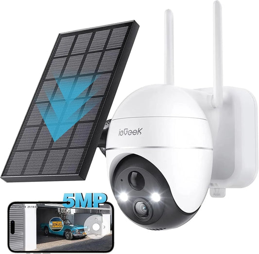 IEGEEK 5MP Wireless Outdoor WiFi Surveillance Camera Solar 360 Degree