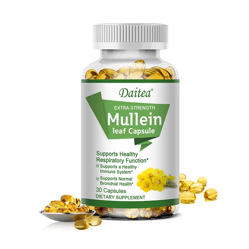 Mullein Extract Capsules, Suitable For Lung & Bronchial Cleanse for Smokers - Respiratory Health Support, Gut Health