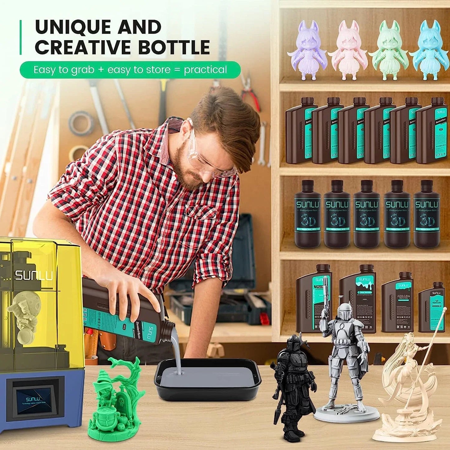 SUNLU Photosensitive Resin For 3D Printing Low Odor High Precision