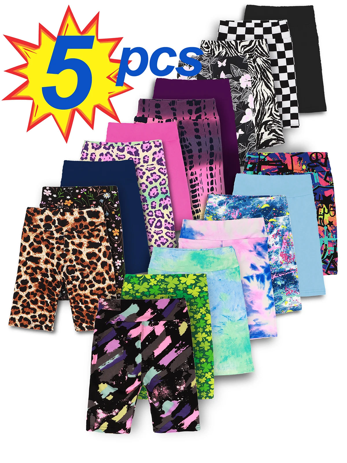 Girls Yoga Band Soft Stretch Bermuda Shorts High Waist Leggings