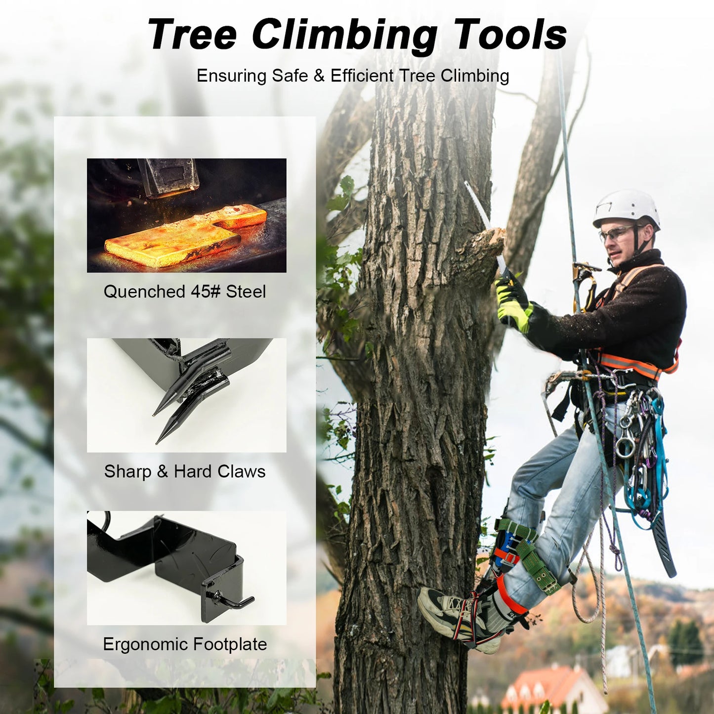 Tree Climbing Spikes Kit With Safety Belt 220Lb Arborist Gear