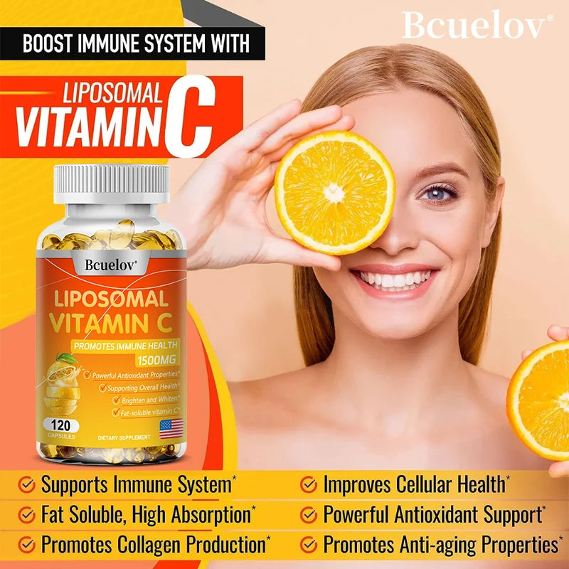 Liposomal Vitamin C Capsules - Powerful Antioxidant, Supports Skin Health, Antioxidant, Anti-aging, and Improves Immunity