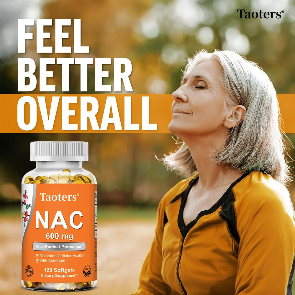 NAC N-Acetyl Cysteine Capsules Immune, Respiratory Health Antioxidant Supplements Non-GMO, Gluten-Free