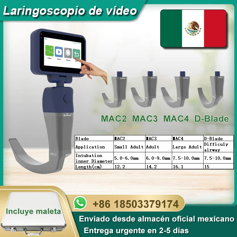 Core-Ray HD Touch Screen Anesthesia Video Laryngoscope With Six Blade Options
