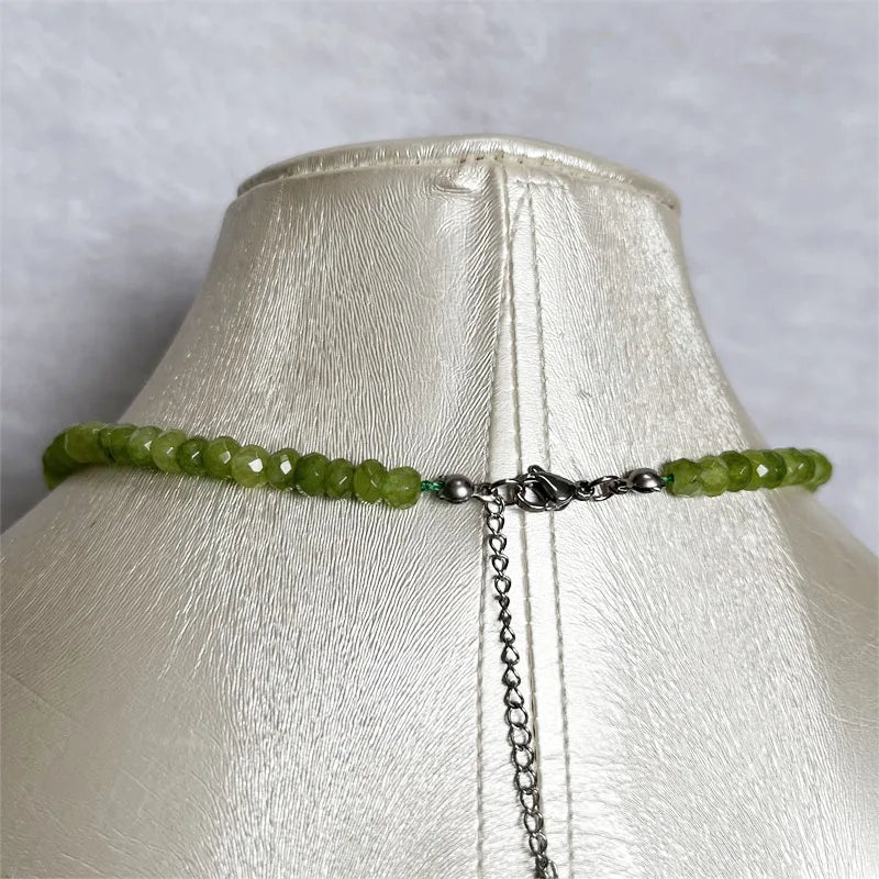 4*6MM Faceted Peridot Necklace Power Olivine Natural Stone Jewelry Dance Health Care Gemstone Protection Healing Yoga Customize