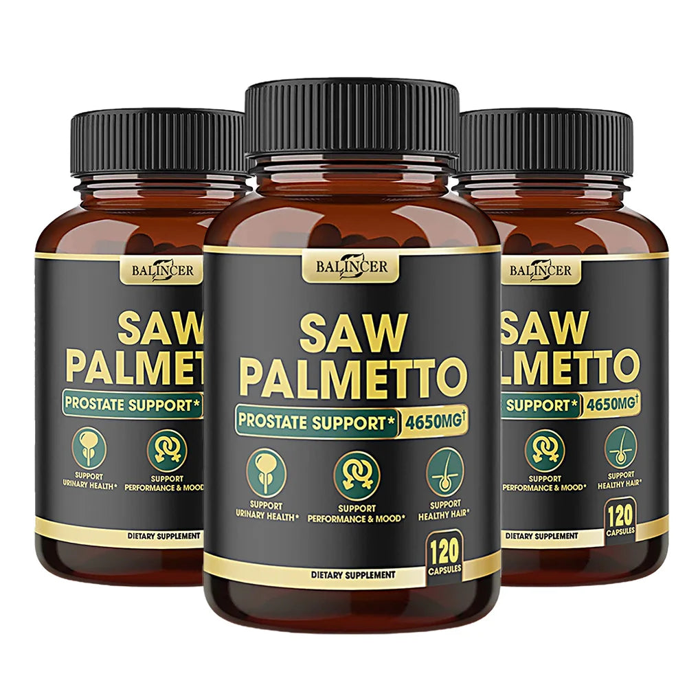 Saw Palmetto Capsules, Prostate Health Support, Reduce Hair Loss & Thinning, Balances Male Hormones, Urinary Tract Care