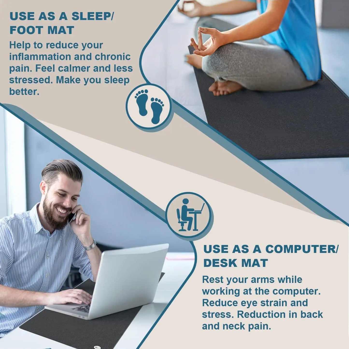 MAXSHARER Grounding Rubber Leather Mat Earthing Sleep Desk Pad