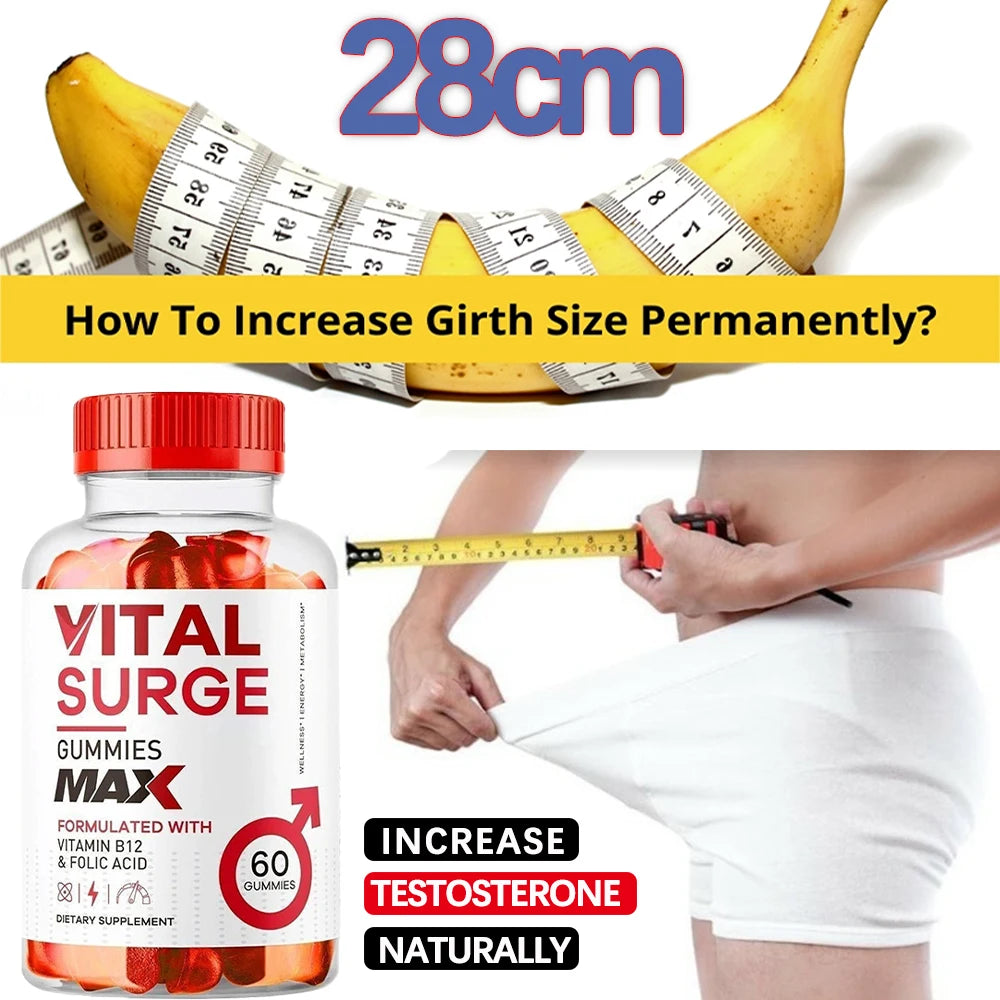 Vital Surge Male Supplement Gummies for Men 60 Count - Nutritional Support for Male Health