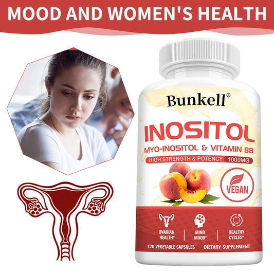 Inositol 1000mg Capsules - Fat Metabolism, Liver Health, Ovarian, Immune System Support, Skin Balance & Hair Growth Supplement
