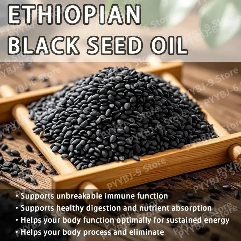 Ethiopian Black Seed Oil Softgels 60 Count 100% Natural Gluten Free Non GMO Antioxidant Immune Digestive Daily Health Supplement