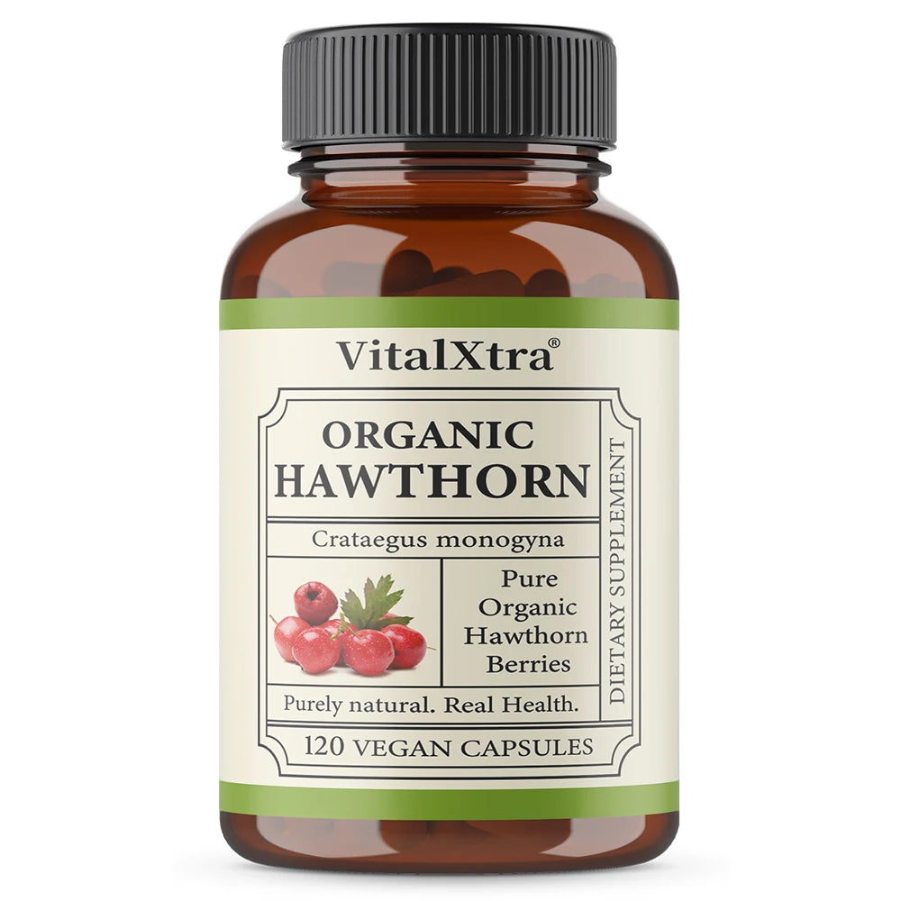 Organic Hawthorn Berry Capsules - Heart Health - Extra Strength 980mg Per Serving, Vegan, Non-GMO
