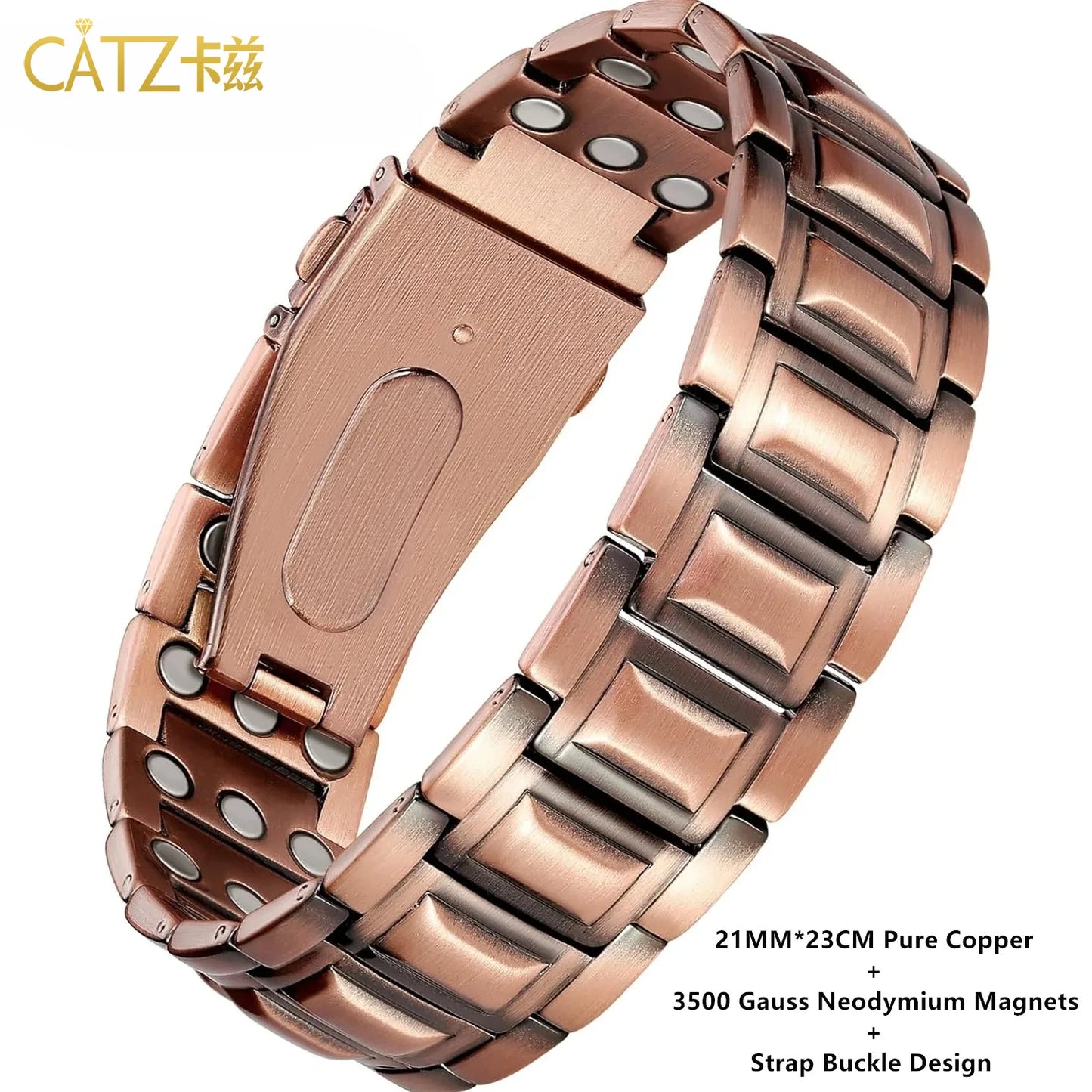 Premium Copper Bracelet for Men  Health with Grid Pattern Design Magnetic Wristband Jewelry Gifts
