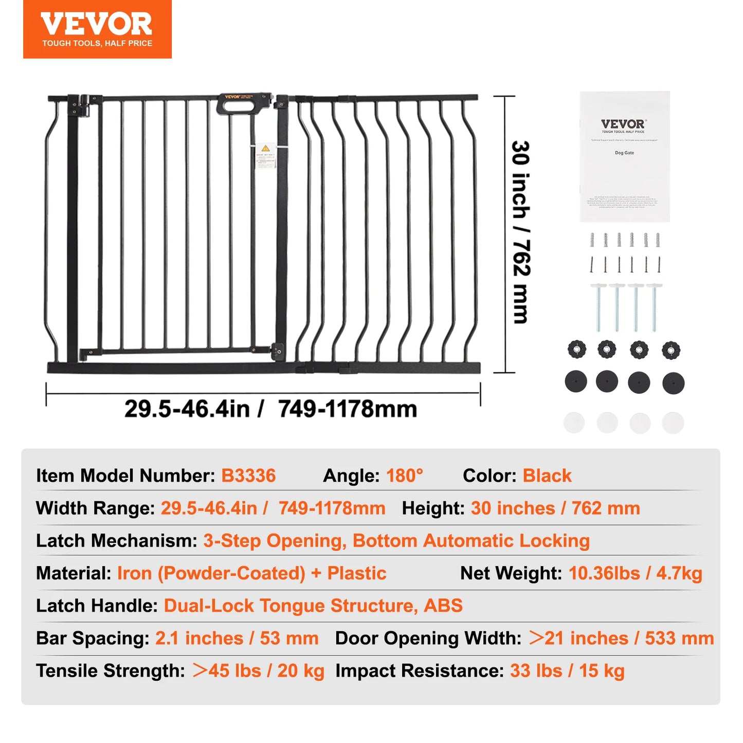 SucceBuy Baby Gate Walk-Through Pressure Mount for Pets and Kids