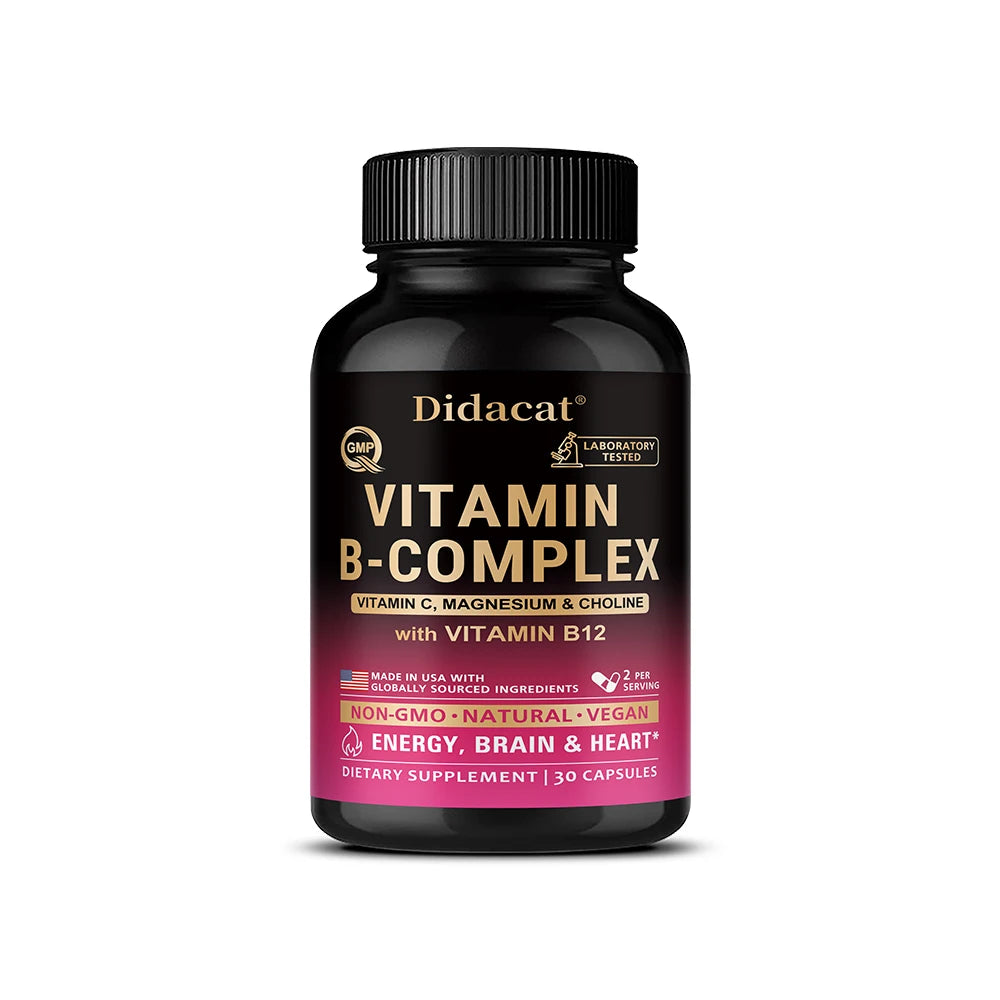 Vitamin B Complex with Vitamin C, Choline & Inositol, Support Energy Metabolism, Nerve Health, Cardio Wellness & Immune Defense