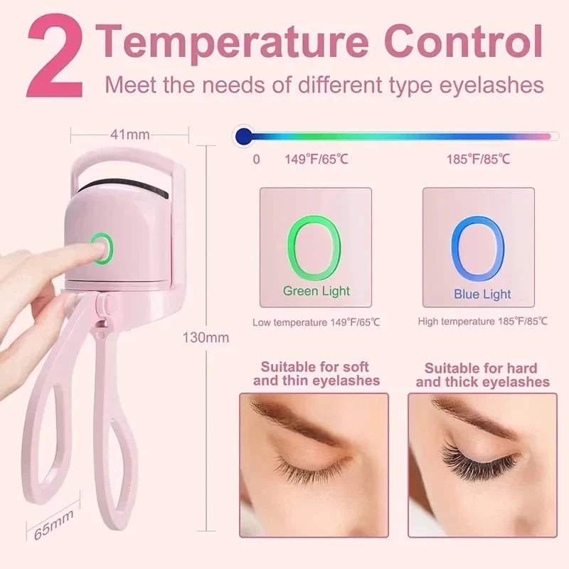 USB Rechargeable Heated Eyelash Curler with LCD Display Portable Makeup Tool Beauty and Health