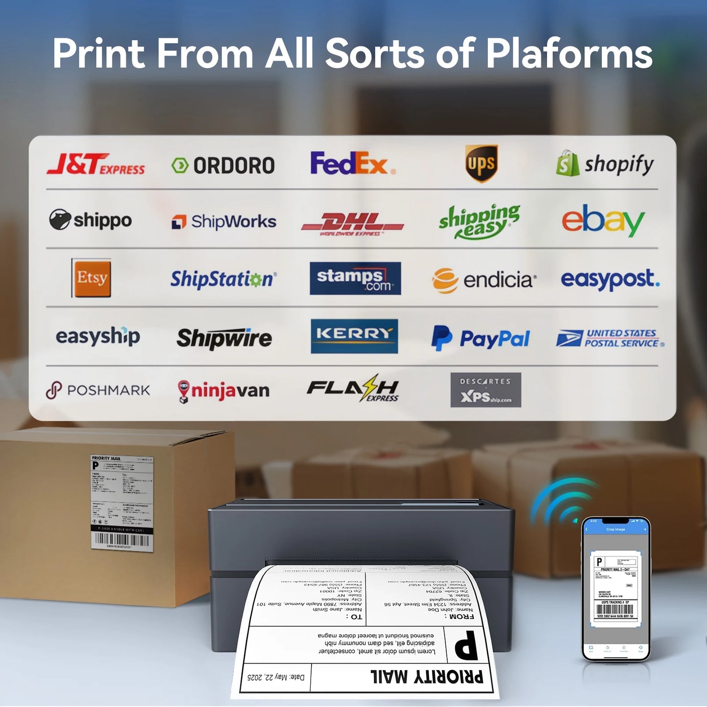 TakeYou Thermal Label Printer Portable No Ink Required Bluetooth USB