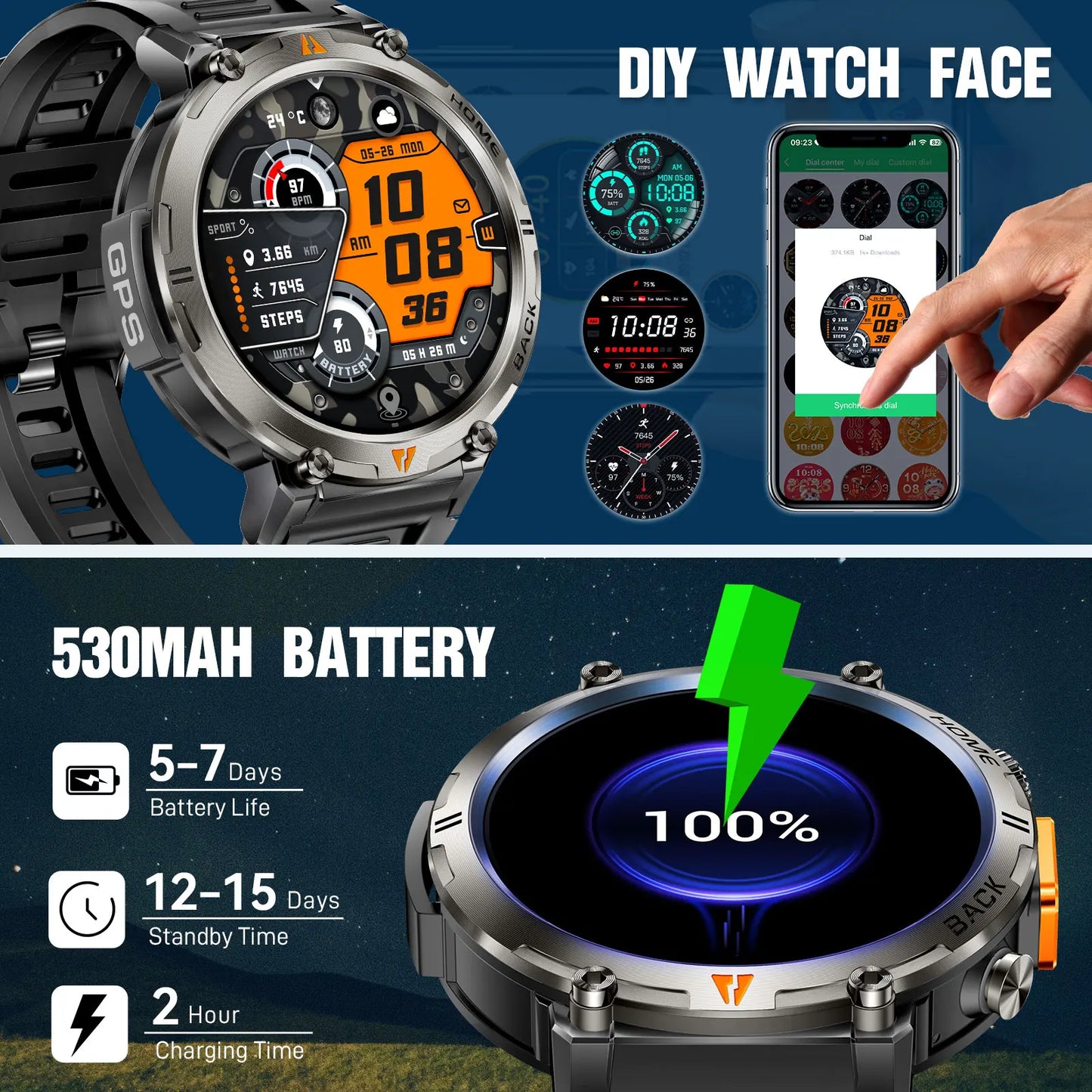 EIGIIS KE3 Bluetooth Call Smartwatch For Men With Touch Screen