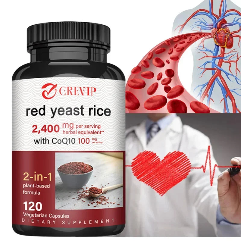 Red Yeast Rice Capsules - Benefits Cardiovascular Blood Circulation, Heart Health and Energy ProductionSupplements