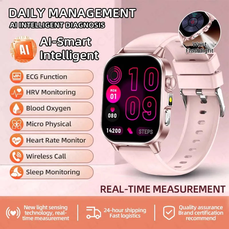 LIGE New ECG+PPG Smart Watch Blood Fat Uric Acid Blood Pressure Body Temperature Bluetooth Call Men Women Health Smartwatch 2026