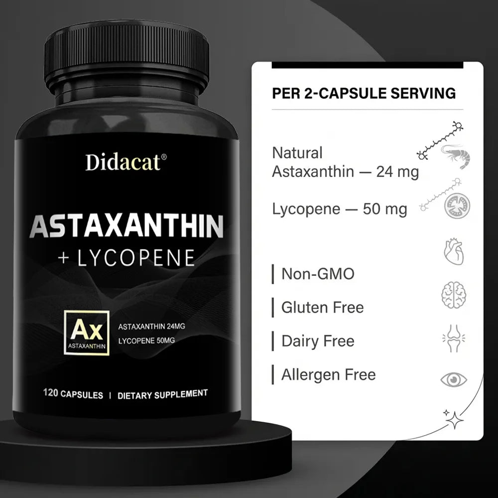 Astaxanthin Supplement for Men and Women | From Haematococcus Pluvialis Microalgae for Eye & Skin Health Support