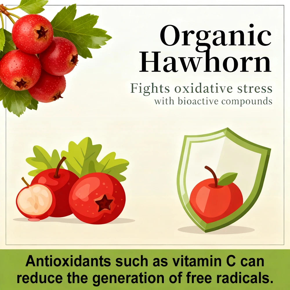 Organic Hawthorn Berry Capsules - Heart Health - Extra Strength 980mg Per Serving, Vegan, Non-GMO