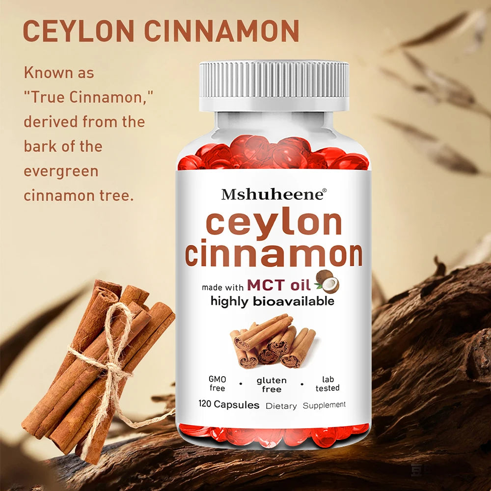 Organic Ceylon Cinnamon Capsules 600mg High Potency, Supports Antioxidant, Immune, Energy, Heart, Joint, Bone & Digestive Health