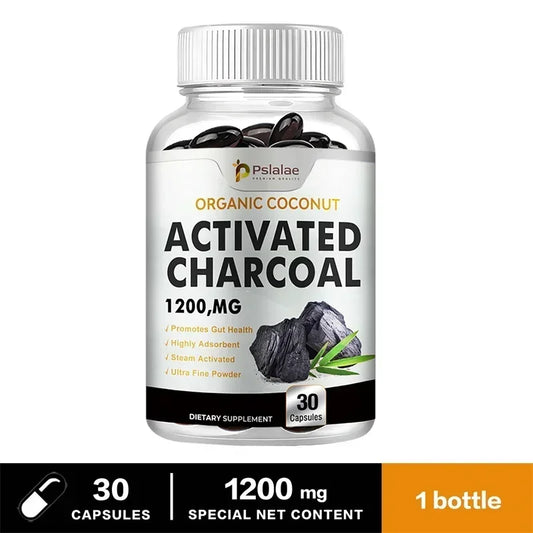 Activated Charcoal Capsules 1200 Mg - Supports Intestinal Health, Digestive Health, Relieves Bloating, and Improves Immunity