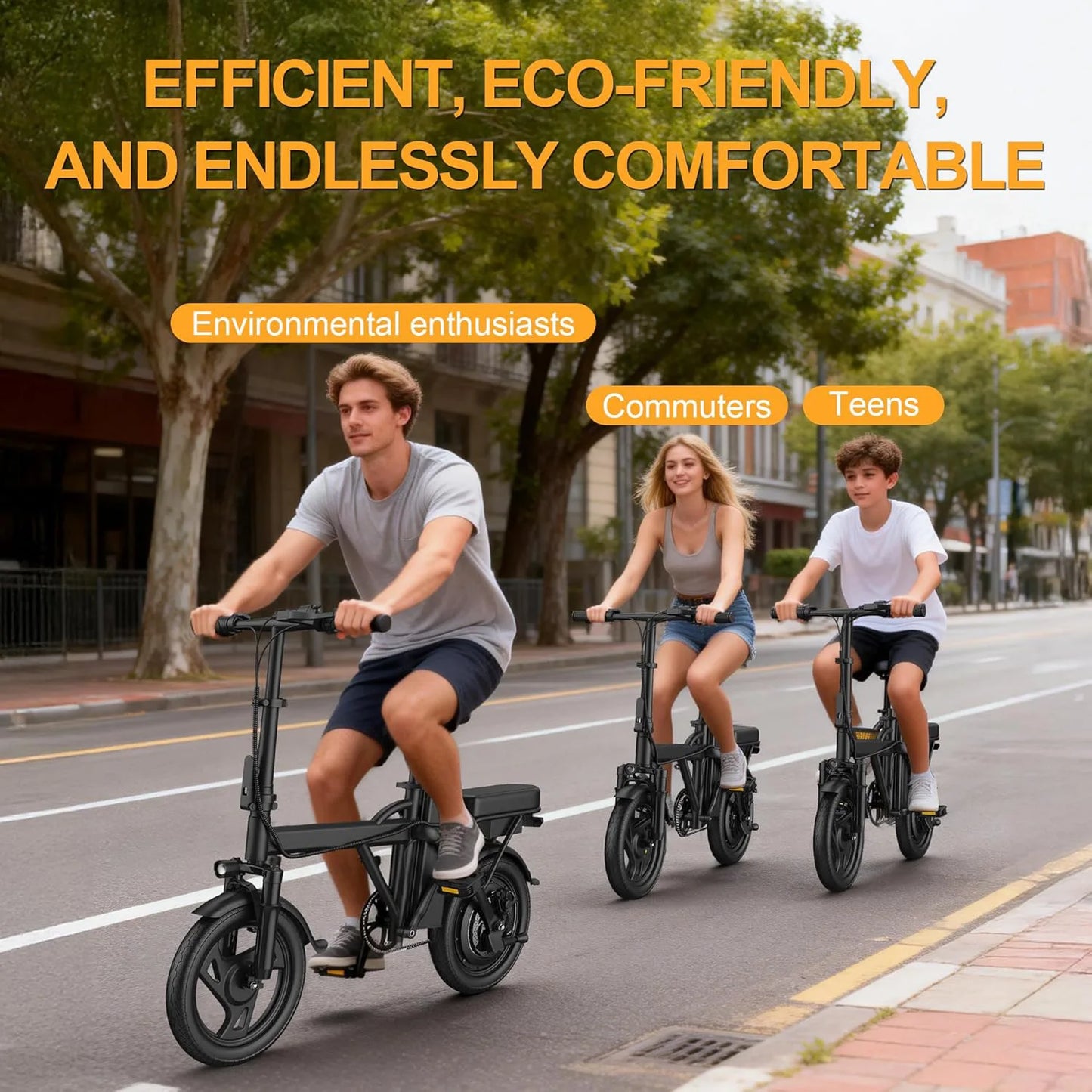 Ladped Foldable Electric Bike 500W 48V Two Seat 22 MPH E Bike