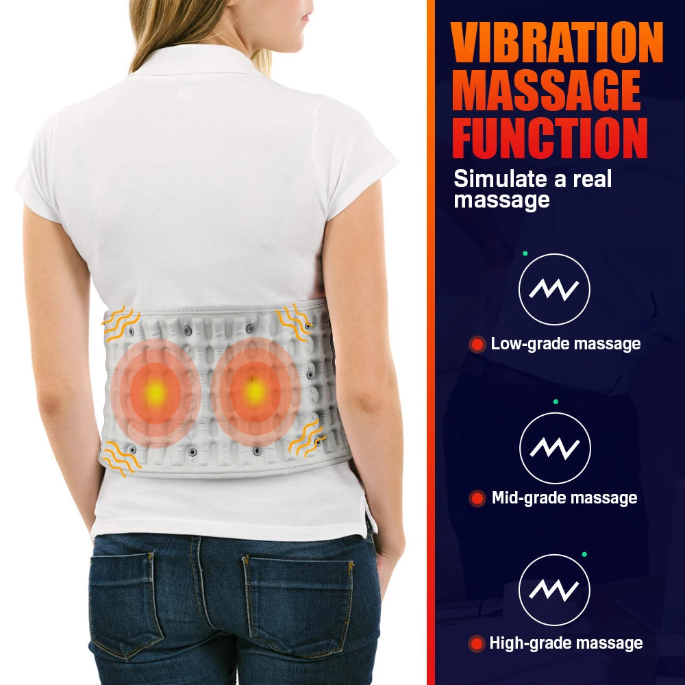 PASTSKY Rechargeable Heating Waist Back Massage Belt With LED Light