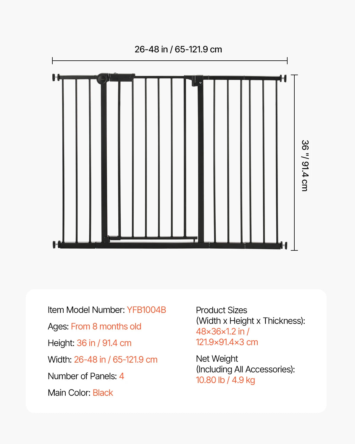 SucceBuy Baby Gate Walk-Through Pressure Mount for Pets and Kids
