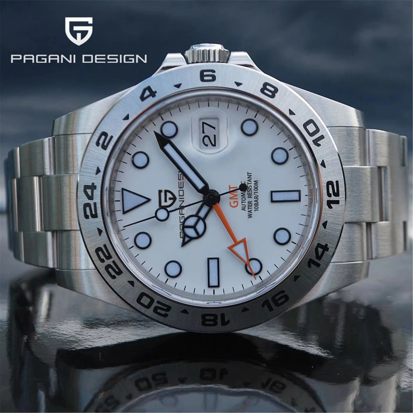 PAGANI DESIGN PD1682 GMT Automatic Mechanical Watch Stainless Steel 100M
