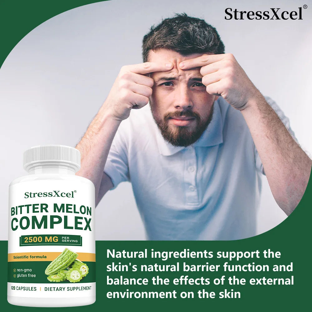Bitter Melon Extract 2500mg Capsules, Supports Blood Sugar Balance, Metabolism, Digestion, Metabolism, Skin Health & Detox
