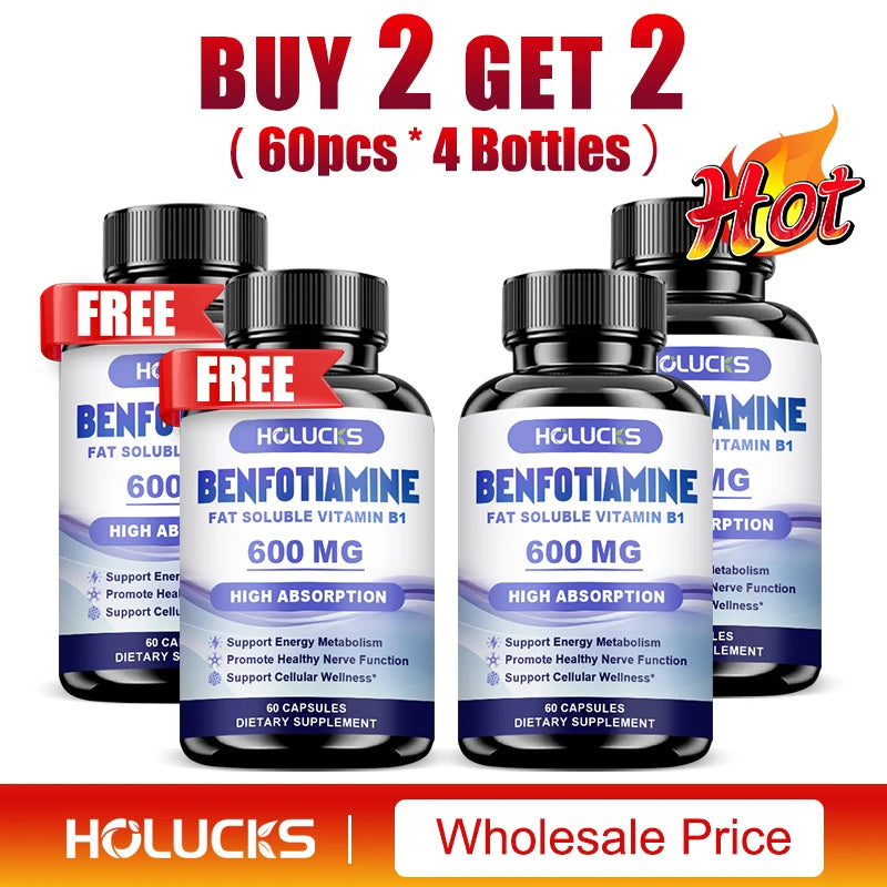 Benfotiamine Capsules, Help Maintain Healthy Glucose Metabolism, Support Nerve Health, Cellular Protection, Antioxidant Defense