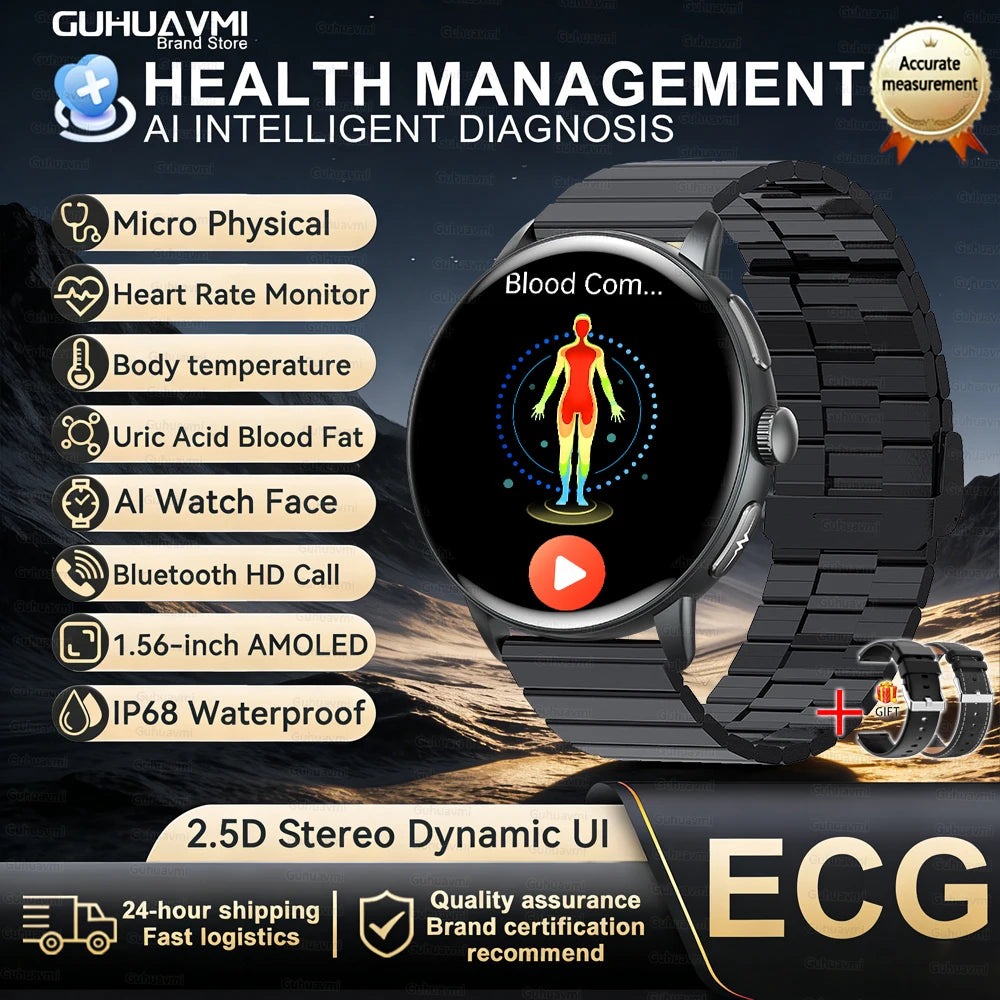 2026 New Body Analysis Health Smart Watch Blood oxygen Pressure Body Fat ECG+PPG Call AI Voice Assistant Smart Watch Men Women