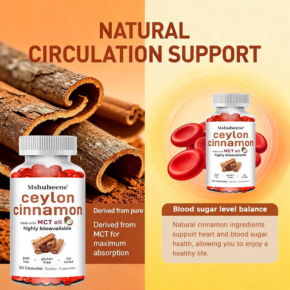 Organic Ceylon Cinnamon Capsules 600mg High Potency, Supports Antioxidant, Immune, Energy, Heart, Joint, Bone & Digestive Health