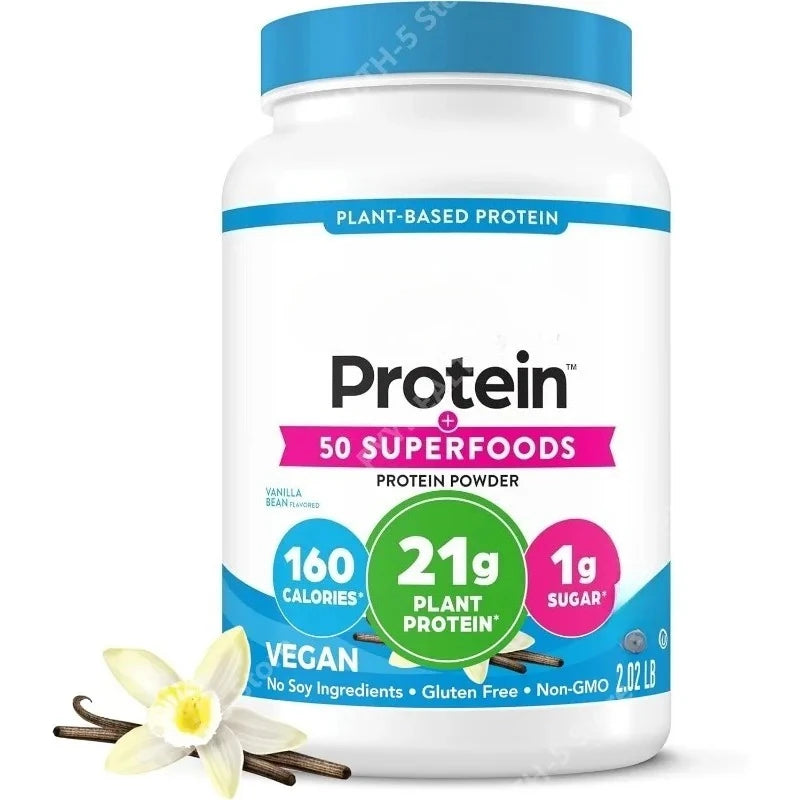 Organic Vegan Protein + 50 Superfoods Powder, 21g Plant Based Protein, 8g Prebiotic Fiber, No Lactose Health Food 2.02 Lb