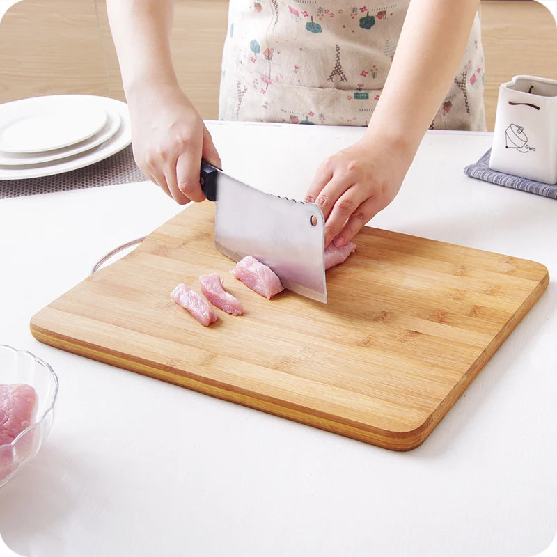 Thick Food Grade Bamboo Cutting Board with Handle, Health Classification Fruit Vegetable Chopping Block for Kitchen Cooking