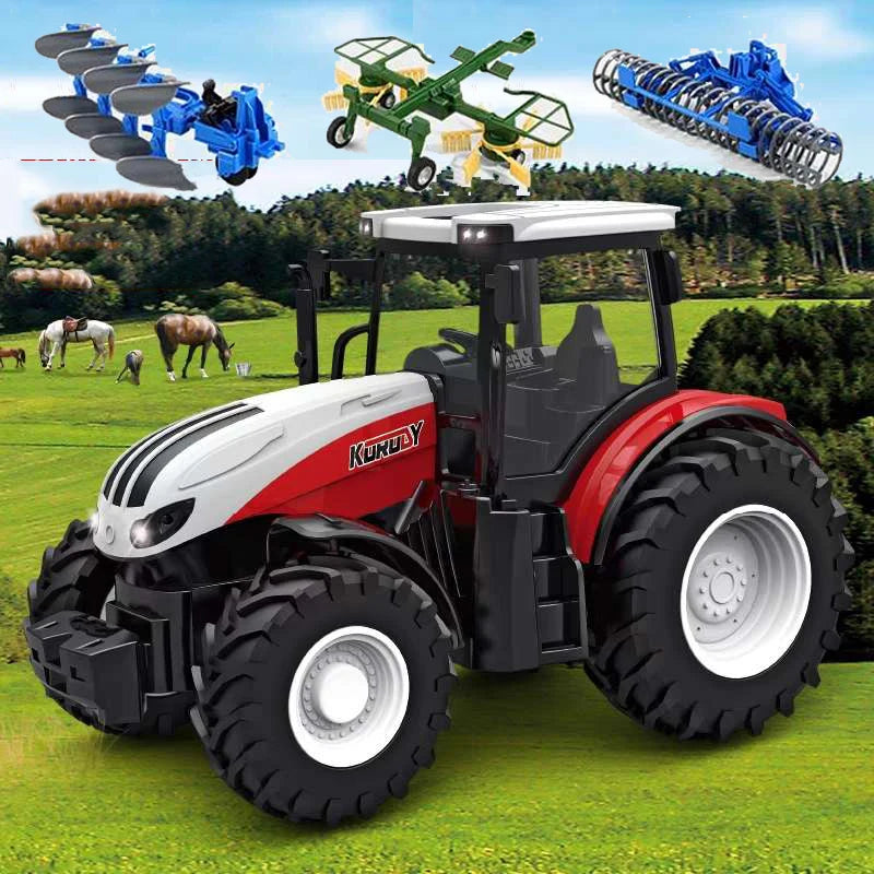 2.4G RC Farm Tractors Car 1/24 Radio Controlled Cars and Trucks with Light Simulated Engineering Truck Model Toys for Children