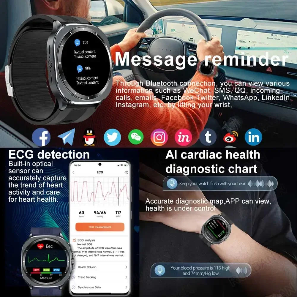 2025 New Airbag Smart Watch men True Blood Pressure air Pump Uric Acid Blood Lipids health watch Bluetooth call watch waterproof