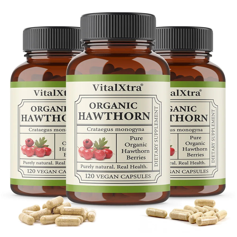 Organic Hawthorn Berry Capsules - Heart Health - Extra Strength 980mg Per Serving, Vegan, Non-GMO