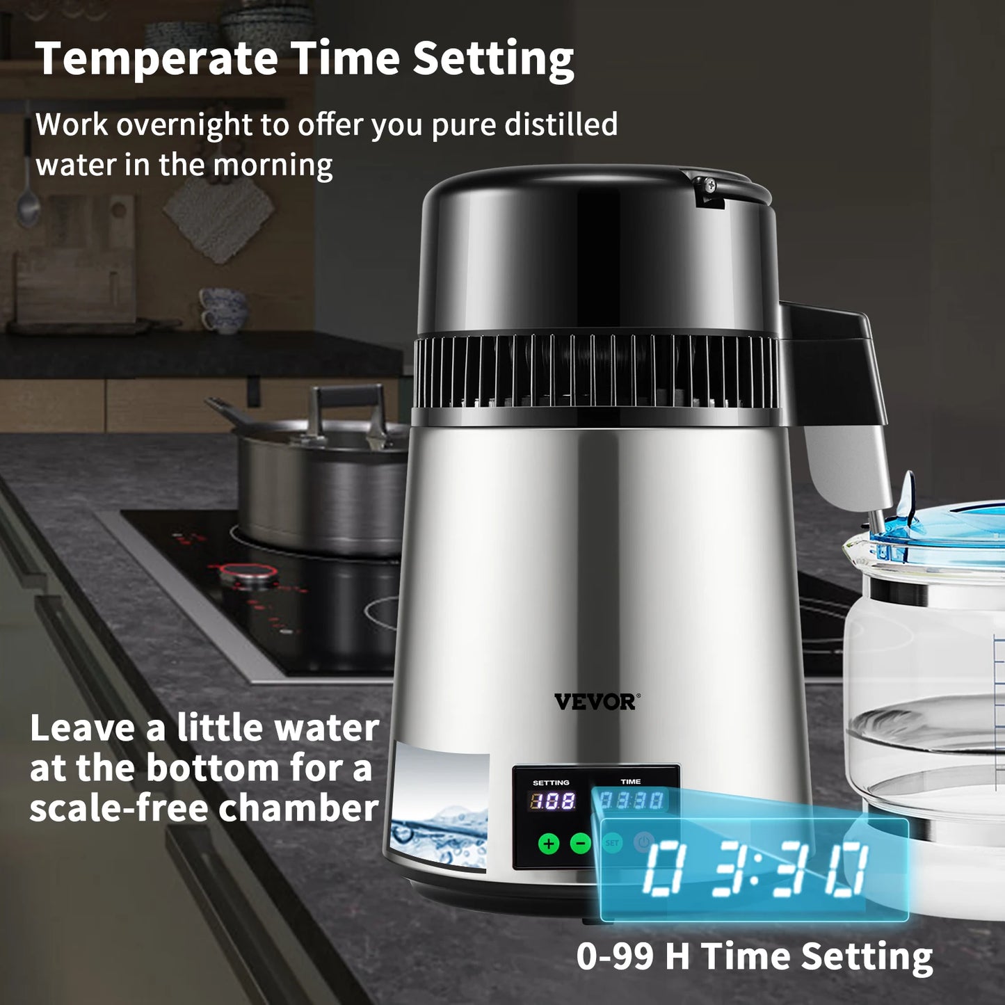 SucceBuy 4L Water Distiller Purifier With 1L/H Distilling