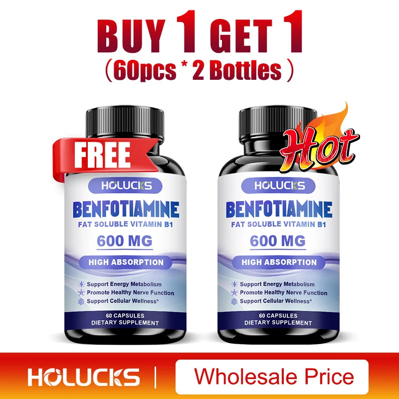 Benfotiamine Capsules, Help Maintain Healthy Glucose Metabolism, Support Nerve Health, Cellular Protection, Antioxidant Defense