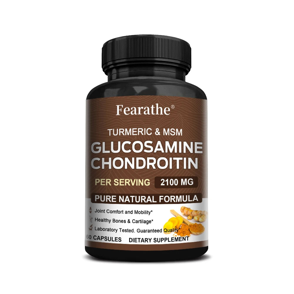 Glucosamine Chondroitin MSM Capsules 2100mg, Support Joint Mobility, Cartilage Flexibility Health, Back & Knee Comfort