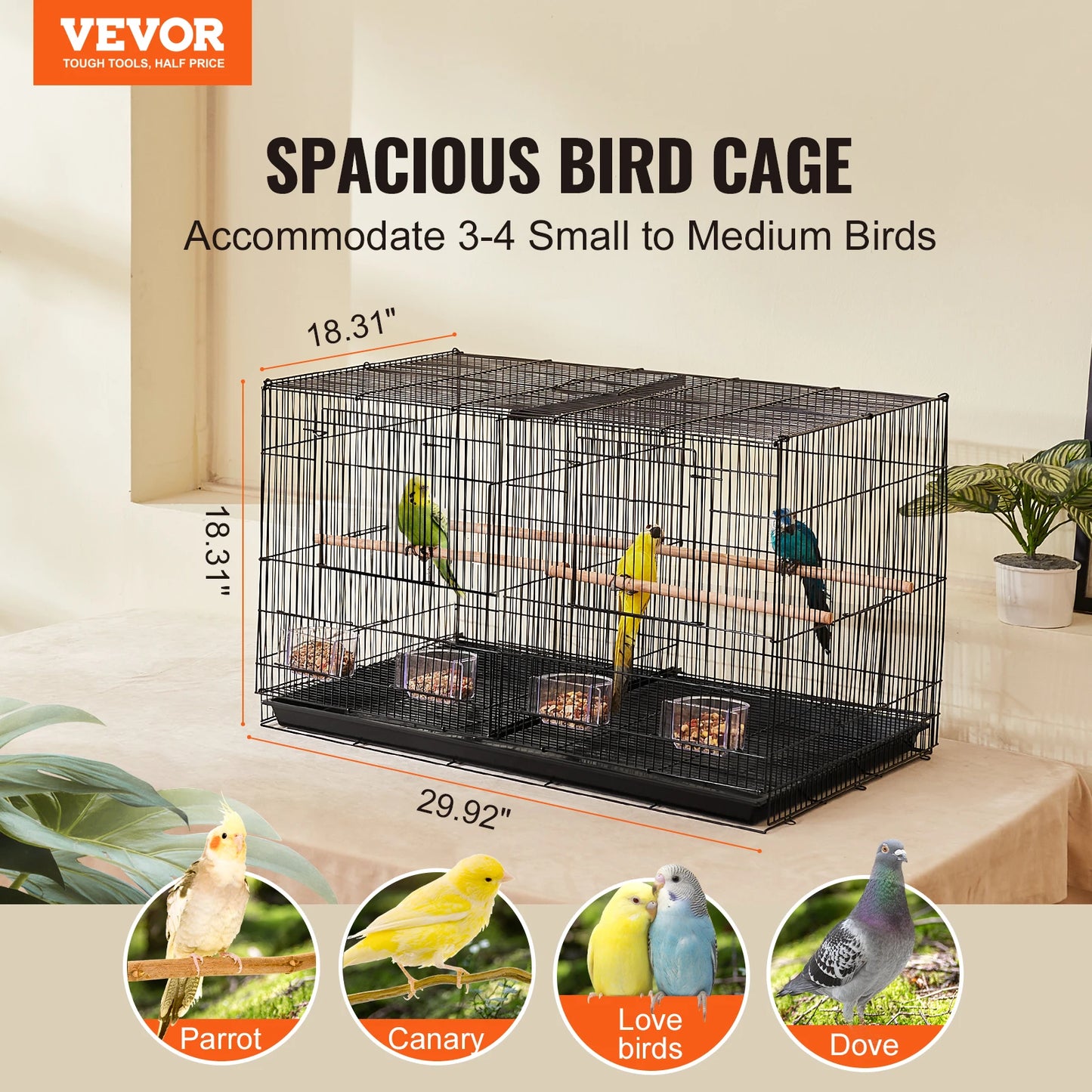 Small Bird Cage With Divider And Handle For Travel