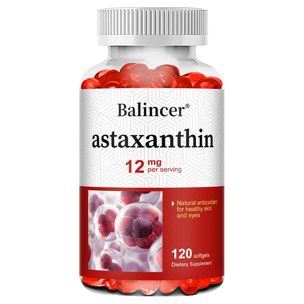 Natural Astaxanthin 12 Mg - Supports Eye, Skin, Joint, Heart and Immune Health, Antioxidant, Non-GMO, 120 Capsules