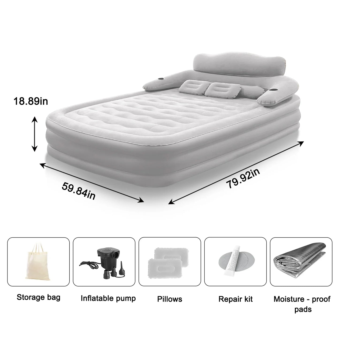 Two Person Built In Pump Camping Mattress PVC Inflatable Thickened